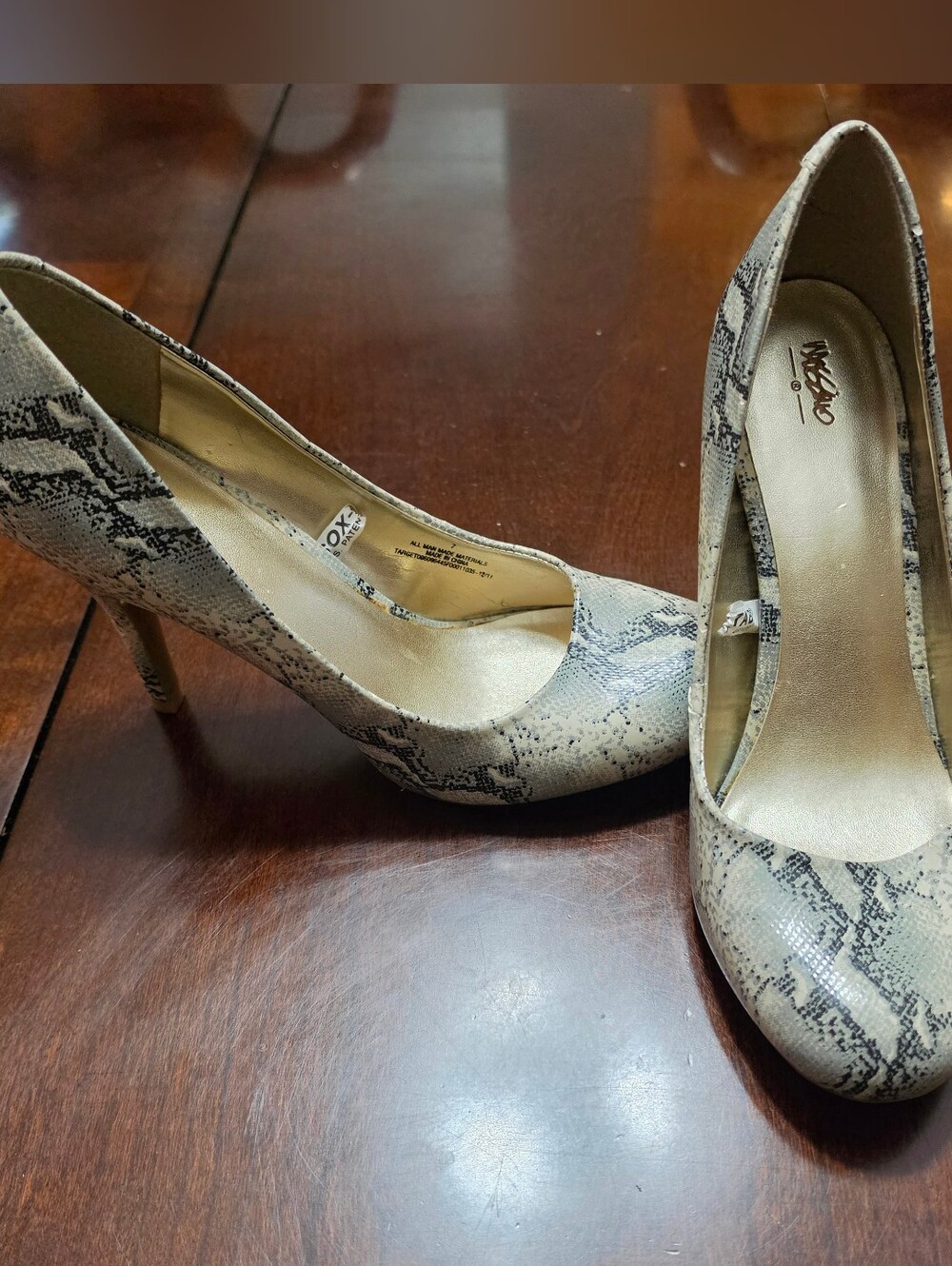 Vintage Mossimo Women’s Snake Print High Heel Pumps - Beige